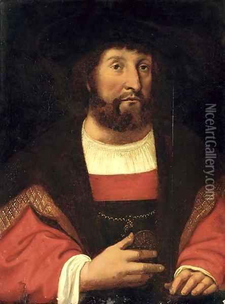 Portrait of Christian II (1481-1559) Oil Painting - Michel Sittow