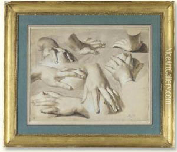 Studies Of Hands On Breasts Oil Painting - Antoine Berjon