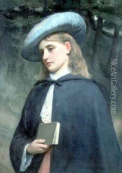 Girl Holding a Book Oil Painting - Charles Sillem Lidderdale
