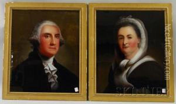 Pair Of Portraits Of George And Martha Washington Oil Painting - William Matthew Prior
