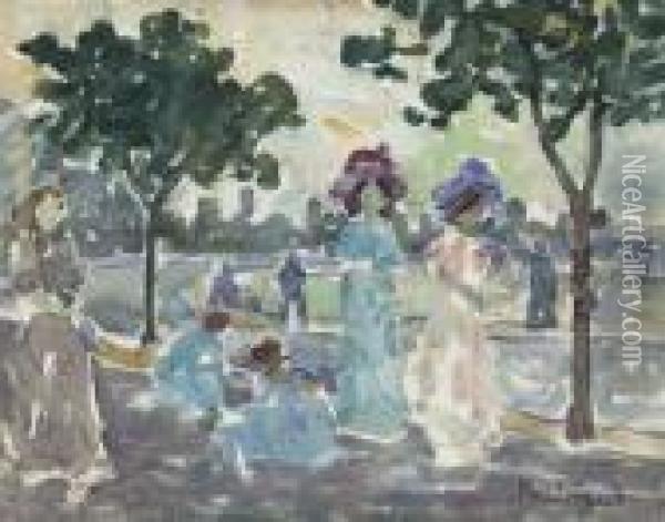 Road To The Shore Oil Painting - Maurice Brazil Prendergast