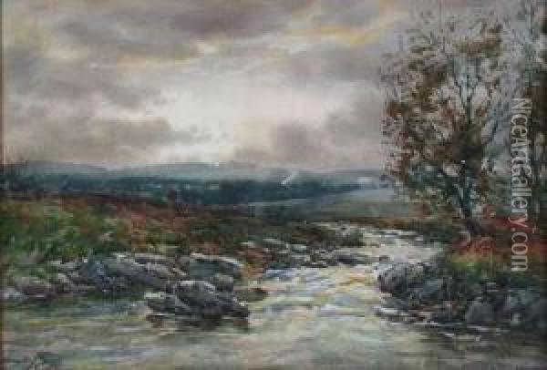 A Highland Spate Oil Painting - John Hamilton Glass