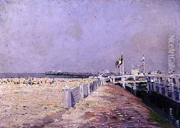 The Small Beach at Ostend Oil Painting - Paul Mathieu