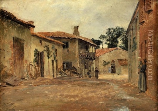 Scene De Village Oil Painting - Charles Joseph Beauverie