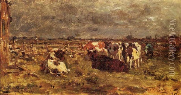 Koeien Bij Leidschendam, Nabij Den Haag Oil Painting - Willem Roelofs