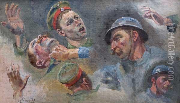 Estudio De Soldados Oil Painting - Henri G. Chartier