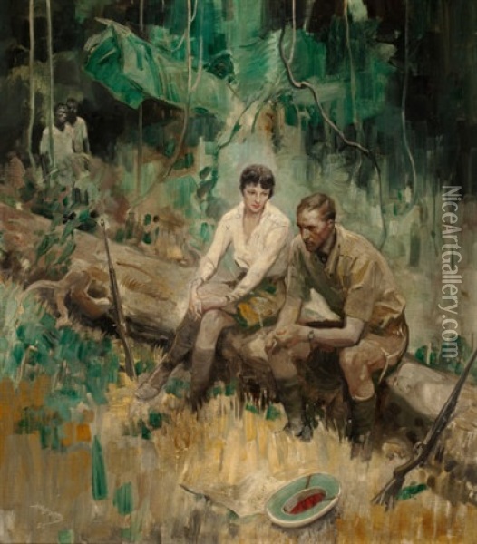 Break From The Hunt Oil Painting - Herbert Morton Stoops