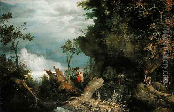A Rocky Landscape with the Entrance to a Mine Oil Painting - Roelandt Jacobsz Savery
