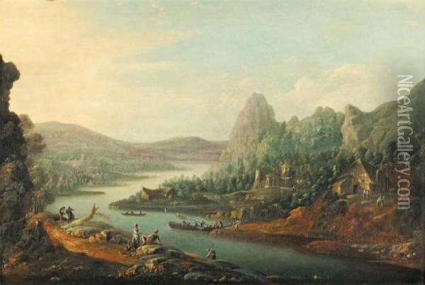 Paysage De La Vallee Du Rhin Oil Painting - Johann Christian Vollerdt or Vollaert