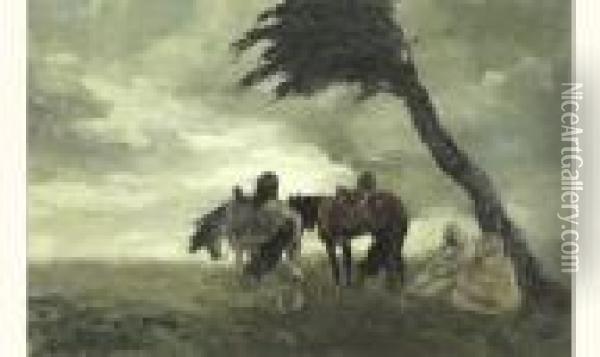 A L'abri De L'orage Oil Painting - Gustave Flasschoen