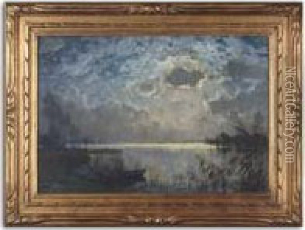 Crepuscule En Bord De Lac Oil Painting - Alexandre Nozal