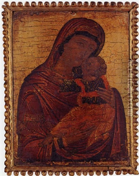 Madonna And Child Oil Painting - Angelos Bitzamanos