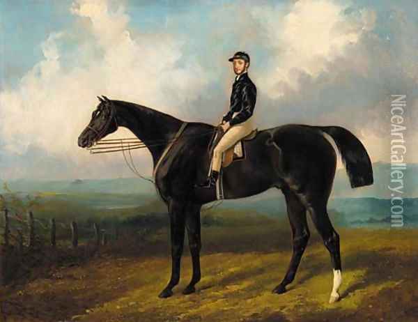 Knight of Downe, with J. Salmon up Oil Painting - Henry Barraud