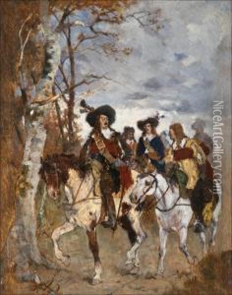 Horsemen Oil Painting - Friedrich von Puteani