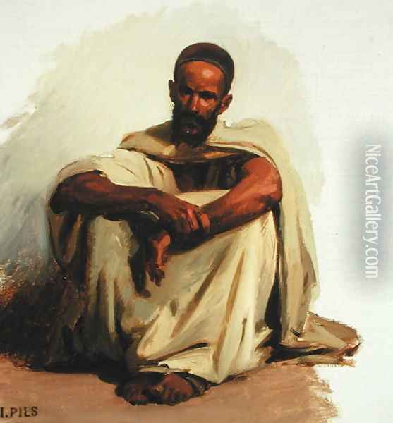 Seated Arab Oil Painting - Isidore Alexandre Augustin Pils