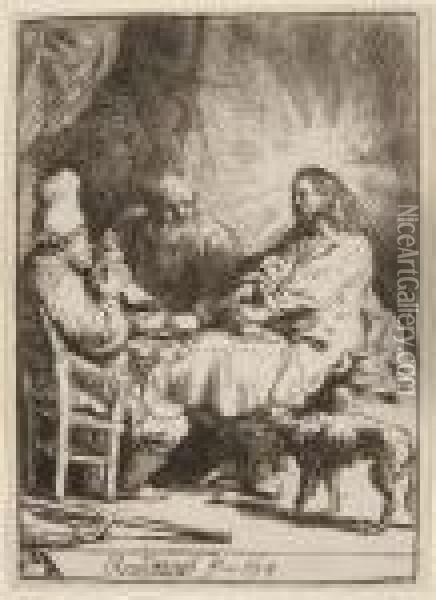 Christ At Emmaus: The Smaller Plate Oil Painting - Rembrandt Van Rijn