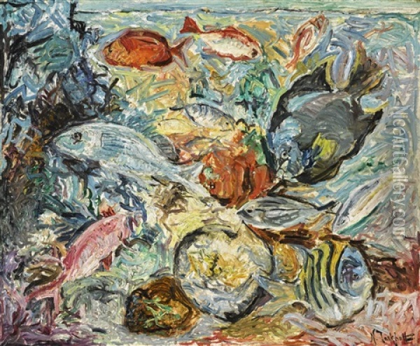 The Fish Oil Painting - Nikolai Aleksandrovich Tarkhov