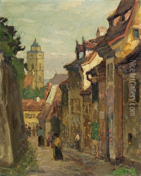 Gasse In Bamberg Oil Painting - Fritz Geyer