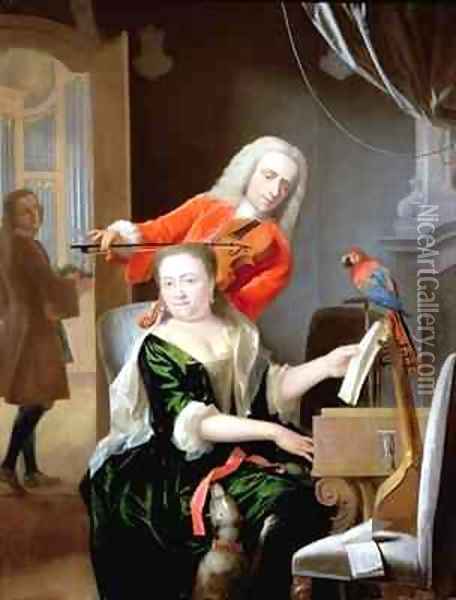 A Musical Company Oil Painting - Philip van Dijk