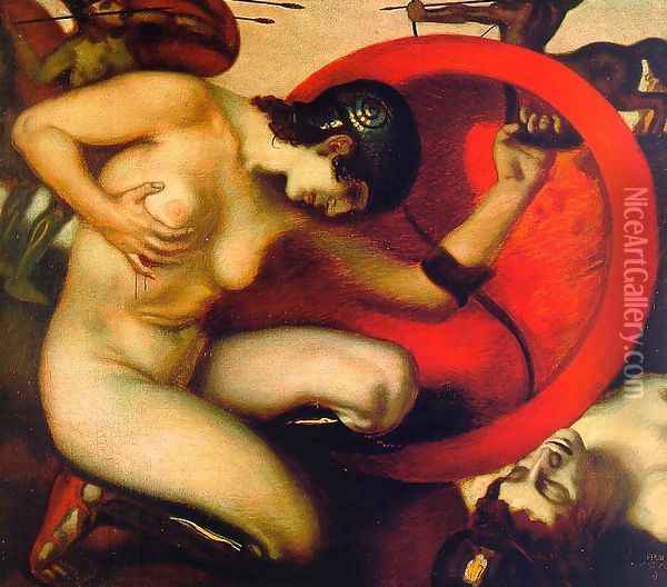 Wounded Amazon 1904 Oil Painting - Franz von Stuck