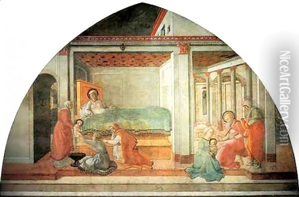 Birth and Naming St John 1452-65 Oil Painting - Fra Filippo Lippi