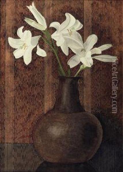 White Lillies Oil Painting - Samuel Jessurun De Mesquita