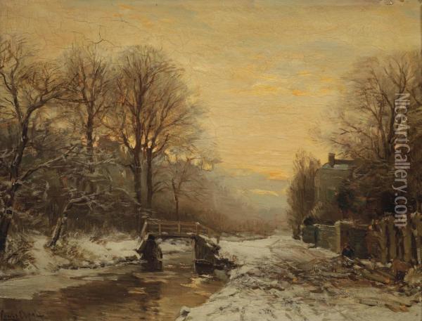 A Snow-covered Path Near The Haagse Bos, The Hague Oil Painting - Louis Apol