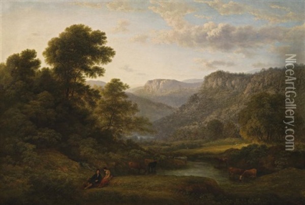 View At Matlock, Derbyshire Oil Painting - John Glover