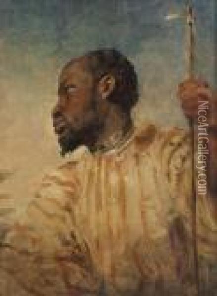 Portret Van Een Moorse Krijger Oil Painting - William James Muller