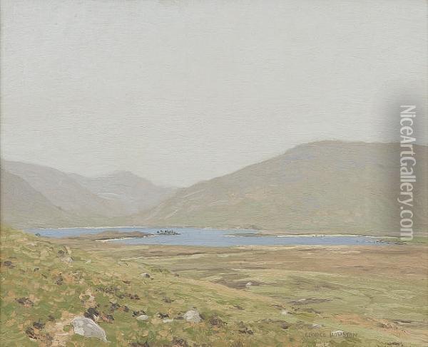 Summer Loch Scene Oil Painting - George Houston