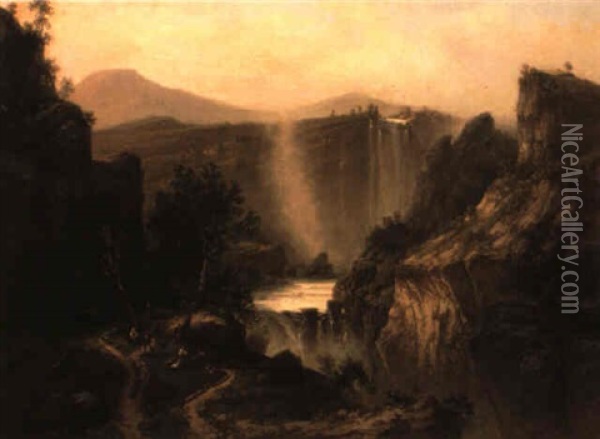 The Tivoli Falls Oil Painting - Ferdinand Bellermann