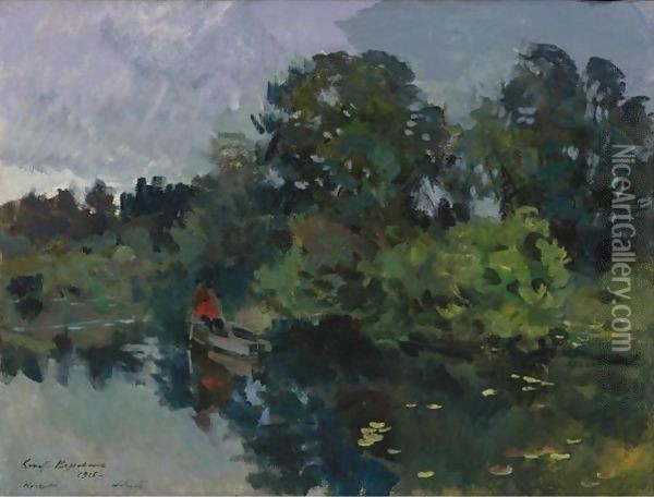 On The Lake With Lily Pads, 1915 Oil Painting - Konstantin Alexeievitch Korovin