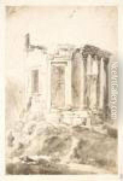 The Temple Of Vesta, Tivoli Oil Painting - Hendrick Verschuring