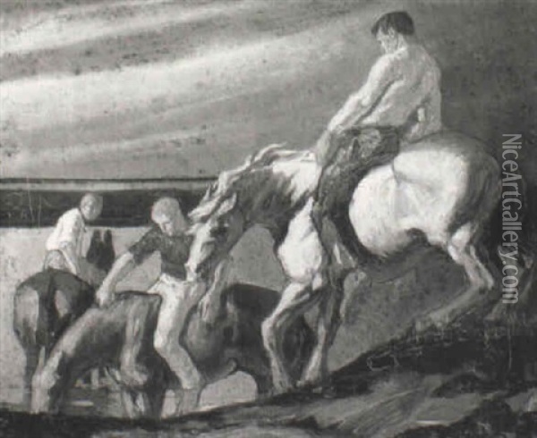 The Horsemen Oil Painting - Harry Morley