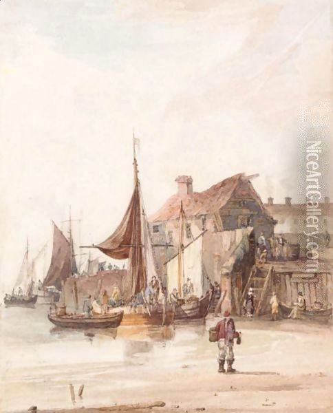 Harbour Scene Oil Painting - Samuel Owen