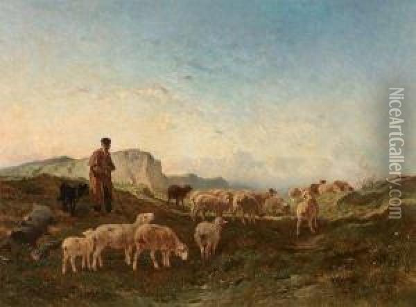 Berger Et Son Troupeau Oil Painting - Felix Saturnin Brissot de Warville