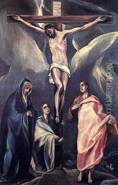 Christ on the Cross with the Two Maries and St John c. 1588 Oil Painting - El Greco (Domenikos Theotokopoulos)