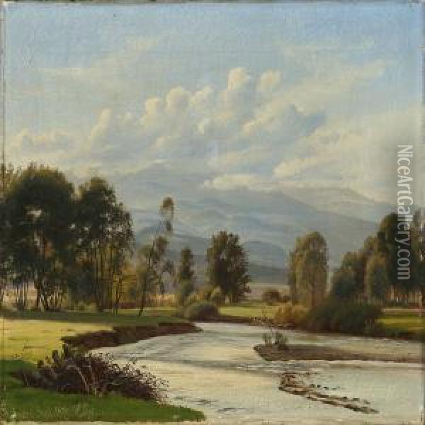 Two Landscapes Oil Painting - Harald Foss