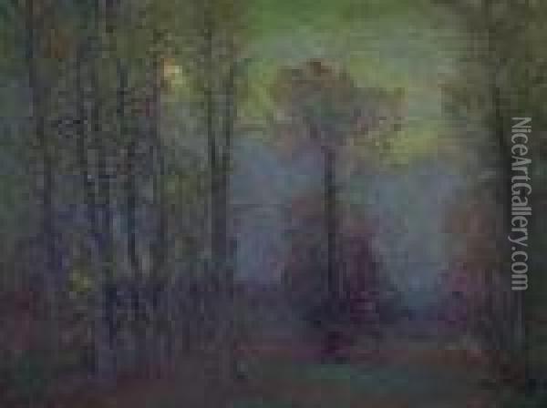 Moonlit Landscape Oil Painting - Robert William Vonnoh