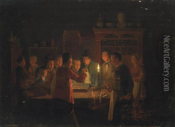 A Parlour Trick Oil Painting - Petrus van Schendel