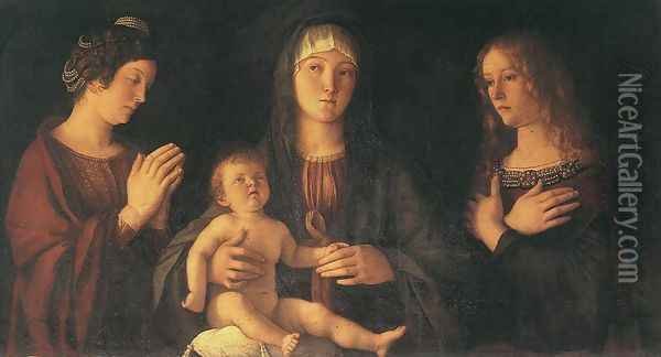 Sacred Conversation c. 1490 Oil Painting - Giovanni Bellini