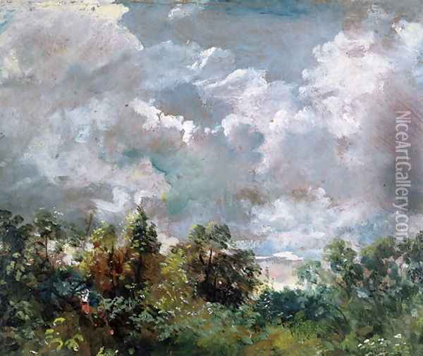 Study of Sky and Trees Oil Painting - John Constable