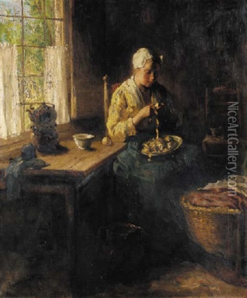 Preparing The Meal Oil Painting - Bernard de Hoog