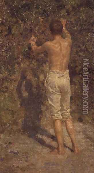 The Back of Charlie, 1913 Oil Painting - Henry Scott Tuke
