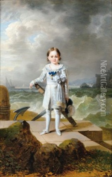 Portrait Du Prince Napoleon-louis Bonaparte Oil Painting - Francois-Joseph Kinson