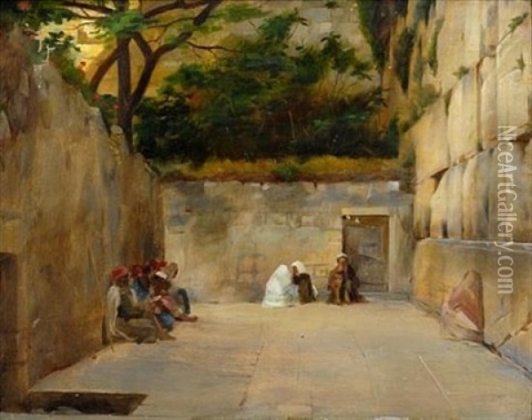 Wailling Wall, Jerusalem Oil Painting - Theodore Jacques Ralli