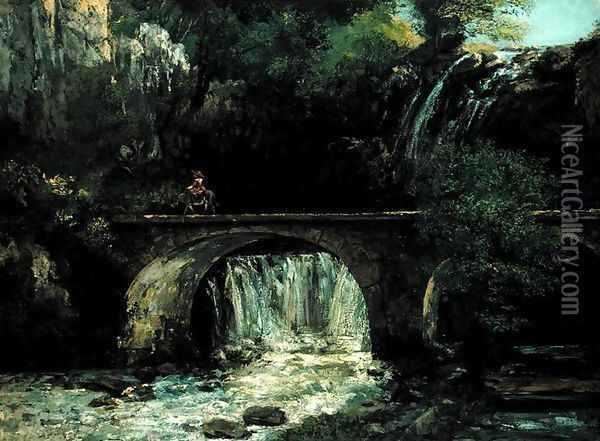 Landscape with bridge Oil Painting - Gustave Courbet
