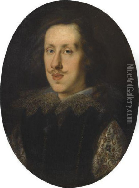 Portrait Of Cosimo Ii De Medici 
(1590-1621), Head And Shoulders, Wearing An Embroidered White Shirt And 
Black Waistcoat Oil Painting - Justus Sustermans
