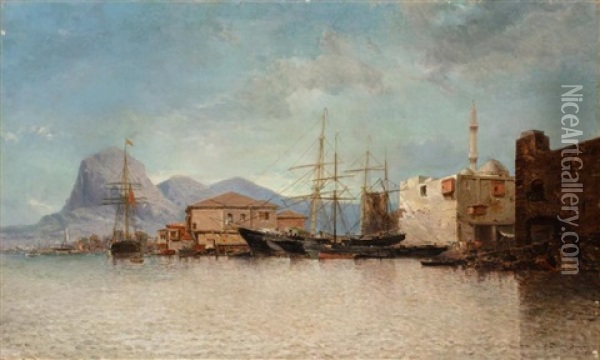 Port En Orient Oil Painting - Jean Baptiste Henri Durand-Brager