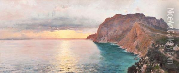 Ansicht Von Capri Beim Sonnenuntergang Oil Painting - Peter Conrad Schreiber